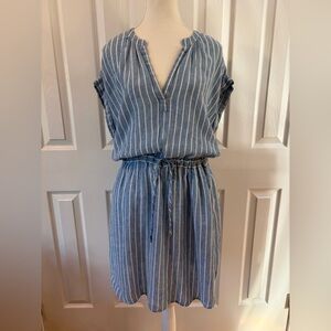 Rails Blue and White Stripe Emma St. Germain Linen Blend Dress Size M